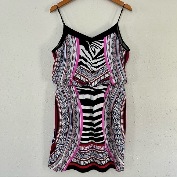 🦋 Express Zebra Animal Print Spaghetti Strap Mini Dress Large - Picture 1 of 6